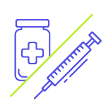 An icon depicting hormone therapy, showing a pill bottle on the left and a syringe on the right.
