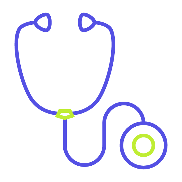 An icon of a stethoscope to represent a doctor.