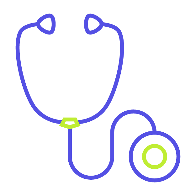 An icon of a stethoscope to represent a doctor.