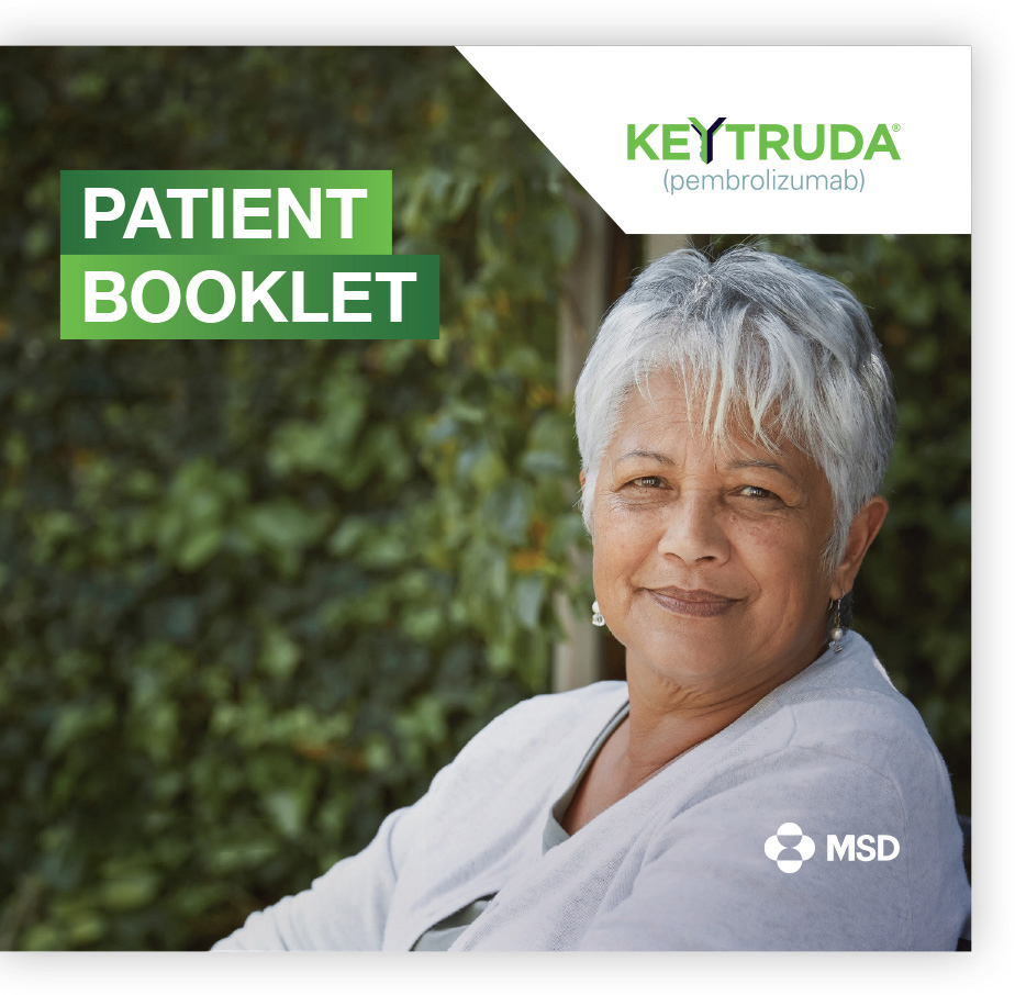 The cover of the English version of the KEYTRUDA Patient Booklet